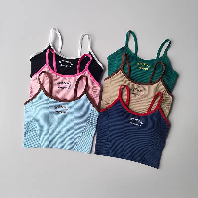 Pilates Yoga Block - Sujetador deportivo tipo camiseta con bloques