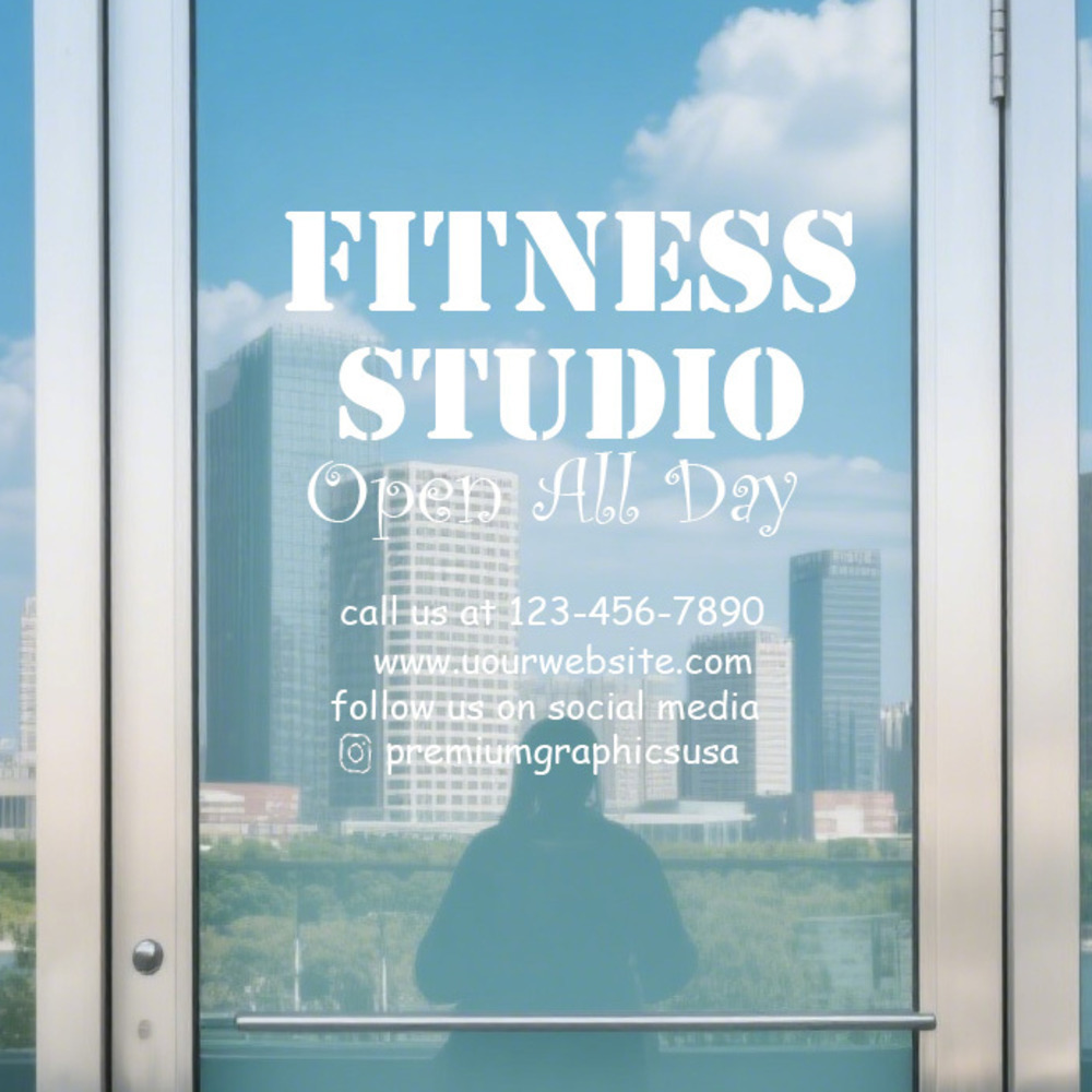 Pilates Yoga Or Gym - Calcomanía de ventana de estudio personalizable/Nombre