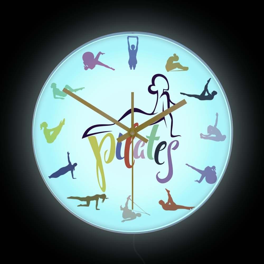 Pilates Yoga Room - Reloj de Pared con Diseño Colorido